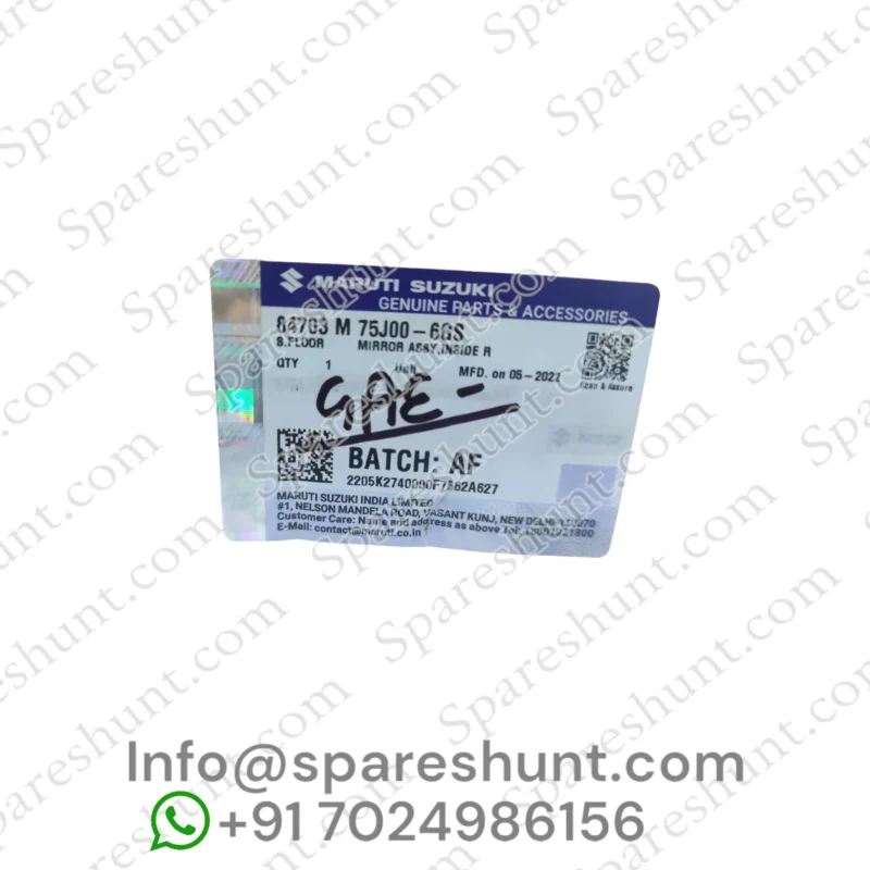 MARUTI SUZUKI MIRROR ASSY,INSIDE R (84703M75J00-6GS)